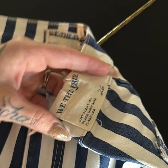 We the free Striped Flare Pants in Blue and White - Picture 4 of 8